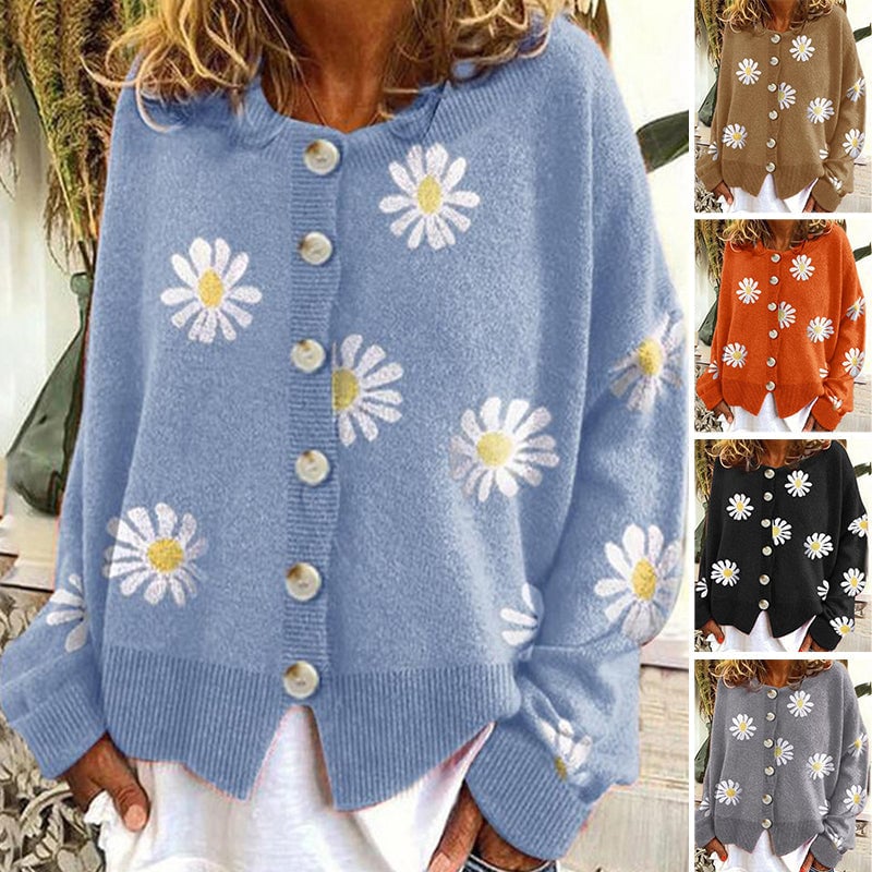 Daisy Sweet Modischer Damen Strickjacke mit Blumenmuster
