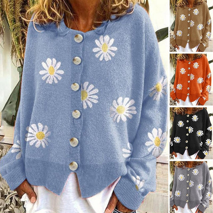 Daisy Sweet Modischer Damen Strickjacke mit Blumenmuster
