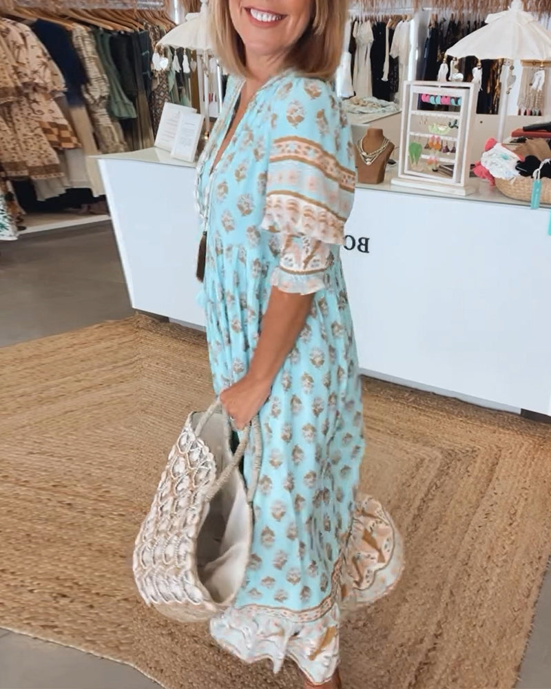 Verona Modisches Damen Sommerkleid mit V-Ausschnitt