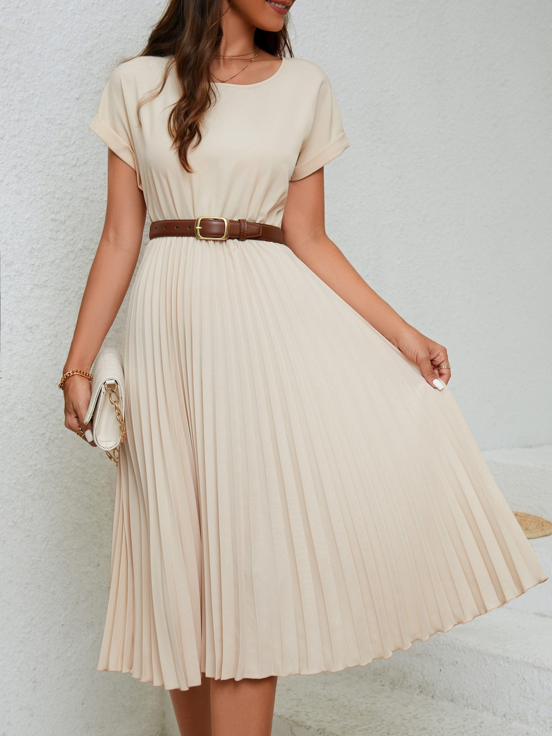 Elegantes Damen Midi-Kleid mit Falten