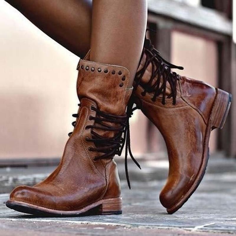 Klassische Damen Lederstiefel