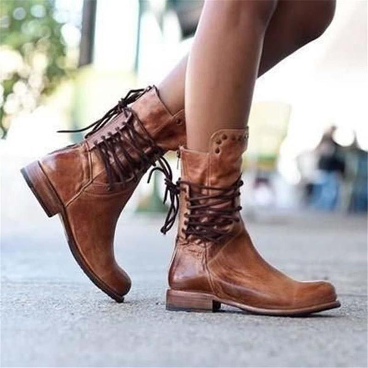 Klassische Damen Lederstiefel