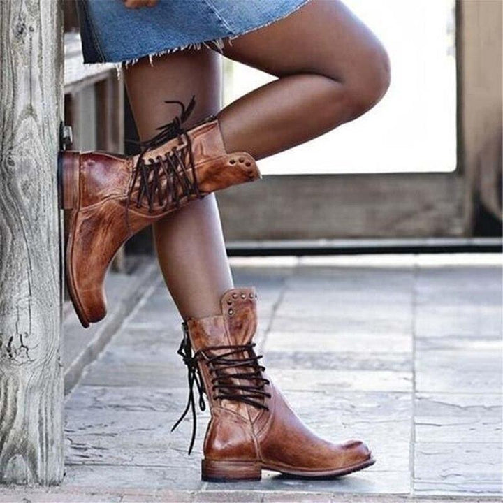 Klassische Damen Lederstiefel