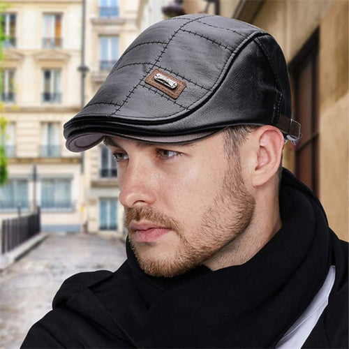 Modische Herren Kunstleder-Beanie