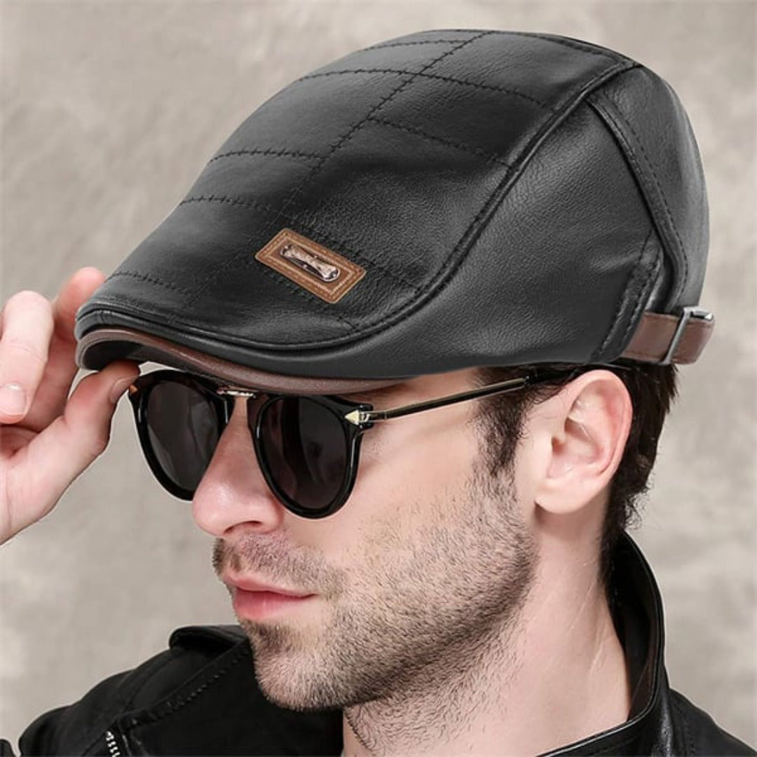 Lennart Modische Herren Kunstleder-Beanie