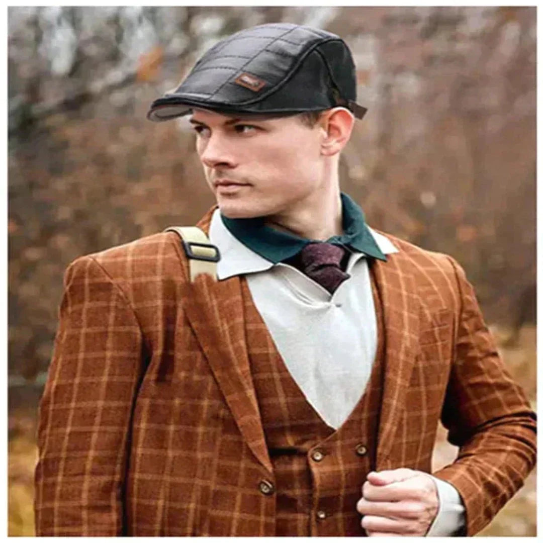 Lennart Modische Herren Kunstleder-Beanie