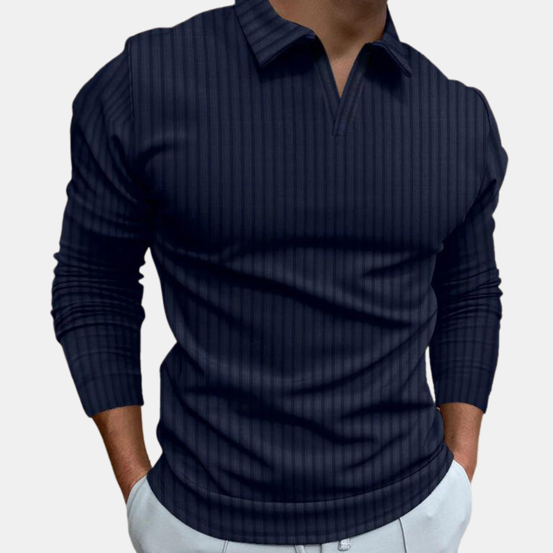 Klassisches Langarm Herren Poloshirt