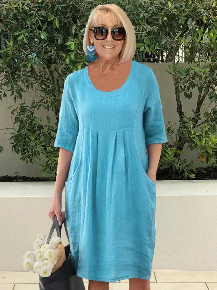 Leichtes Sommerkleid Damen aus Baumwolle und Leinen
