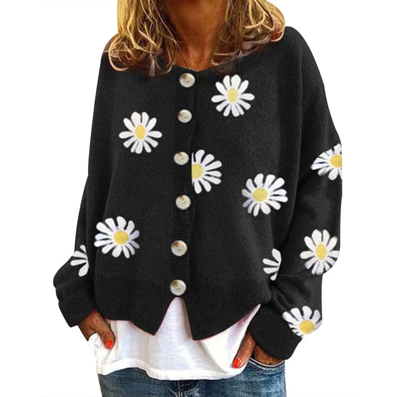 Daisy Sweet Modischer Damen Strickjacke mit Blumenmuster