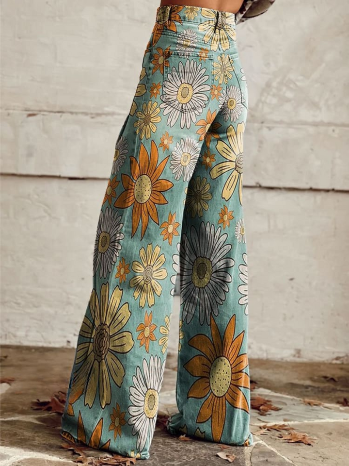 Vintage Floral Damen Schlaghose
