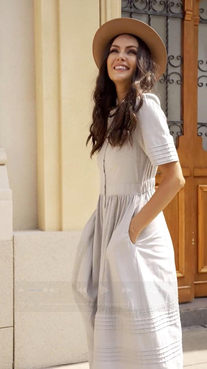Elegantes Damen Midi-Kleid mit Taschen