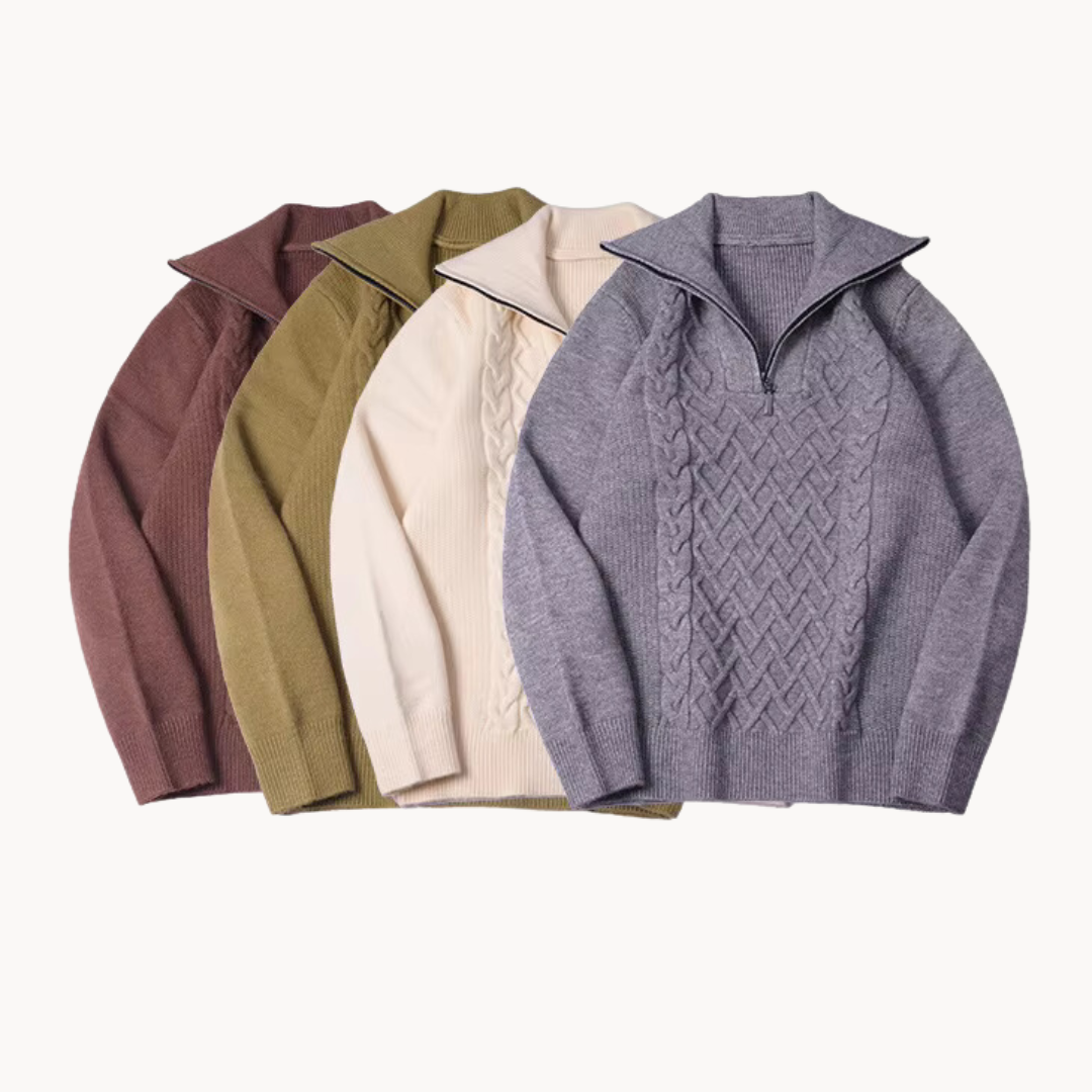Klassischer Herren Zip-Pullover