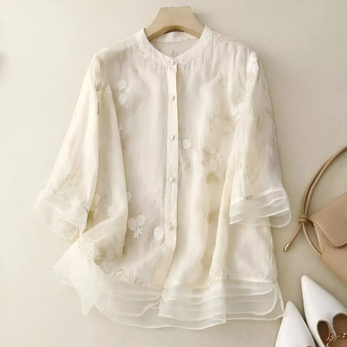 Emily Modische Damen Bluse mit Blumenmuster