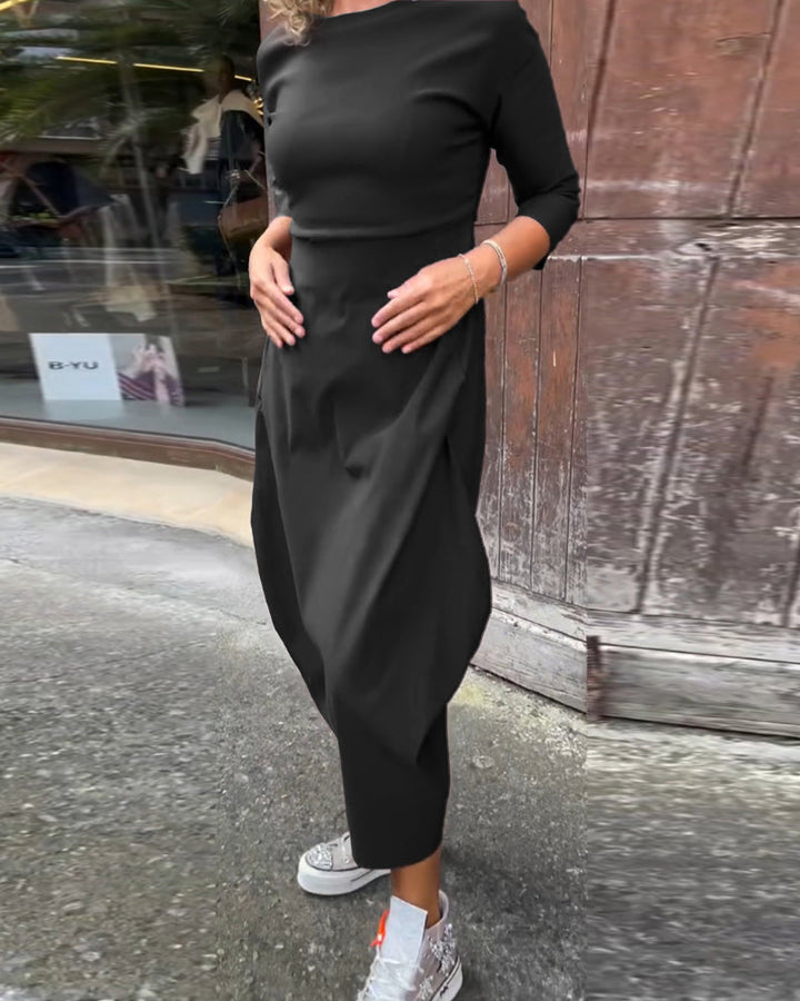 Elegantes Damen Langarmkleid mit Taschen