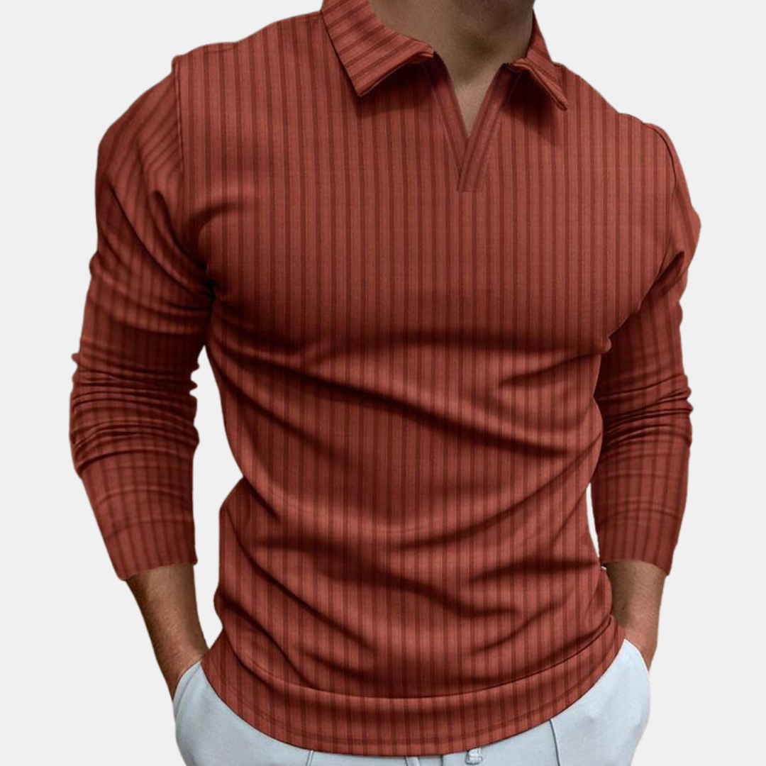 Klassisches Langarm Herren Poloshirt