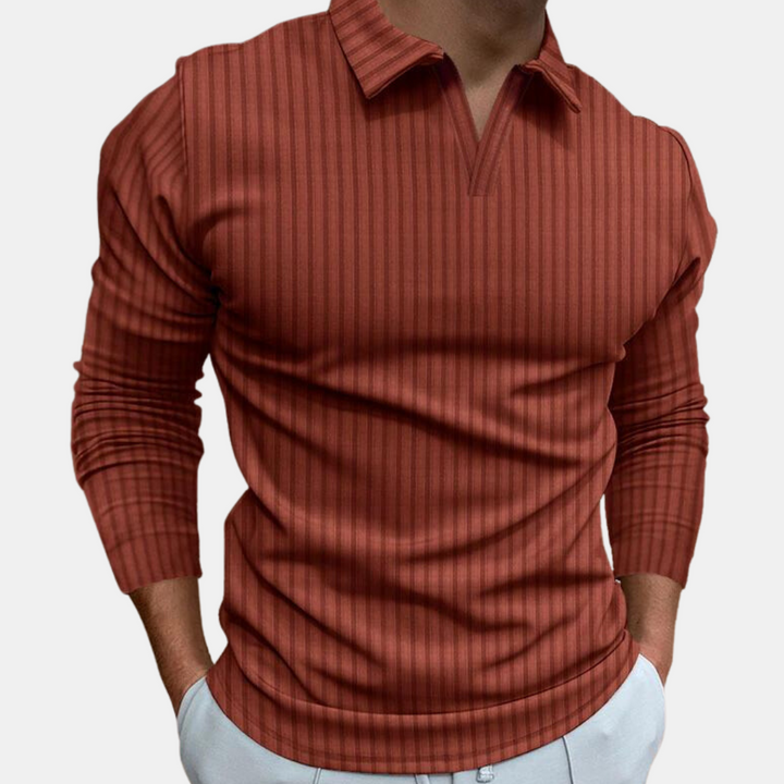 Klassisches Langarm Herren Poloshirt