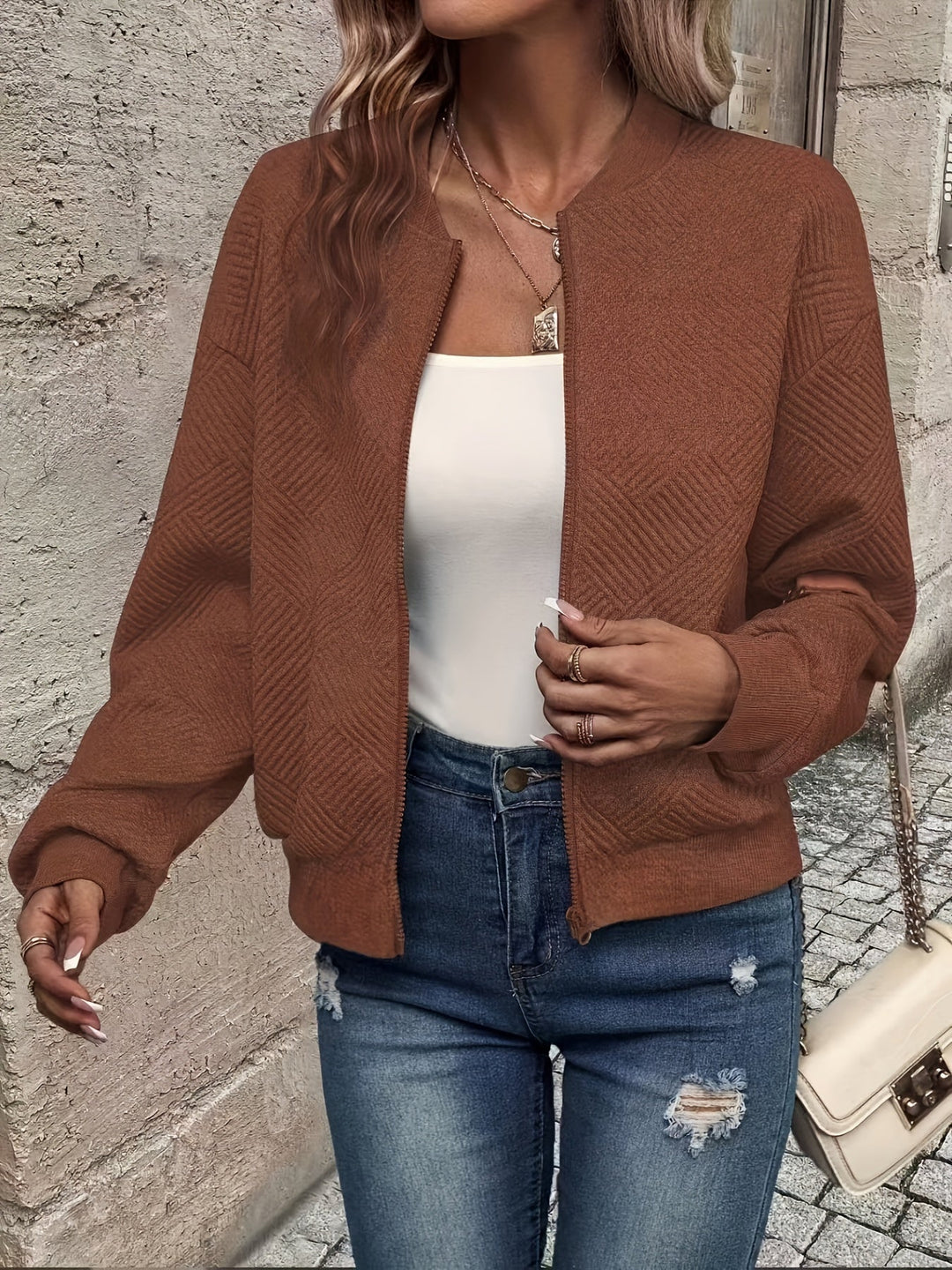 Lässige Damen Sweatjacke mit Reißverschluss
