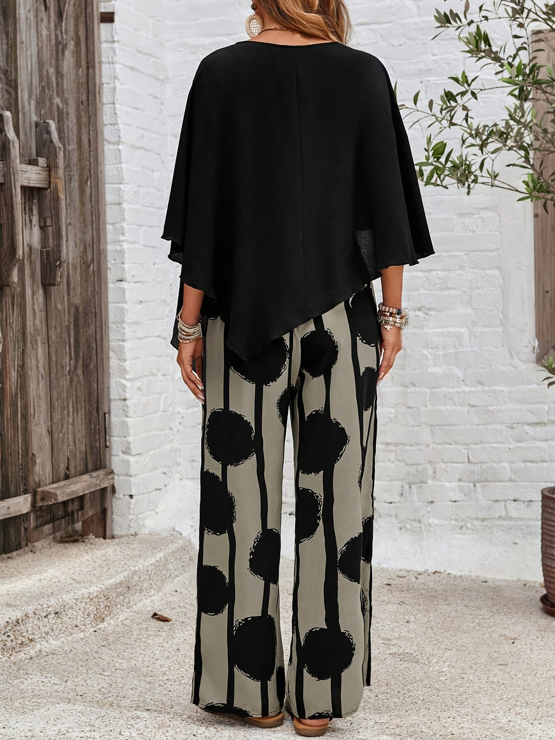 Asymmetrisches Damen Zweiteiler-Set mit Bluse