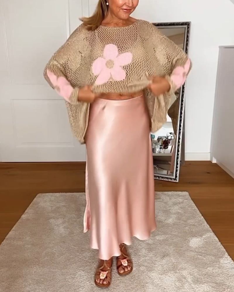 Modischer Damen Pullover mit Blumenmuster