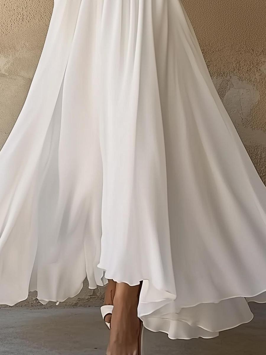 Vintage Damen Maxi-Kleid mit V-Ausschnitt