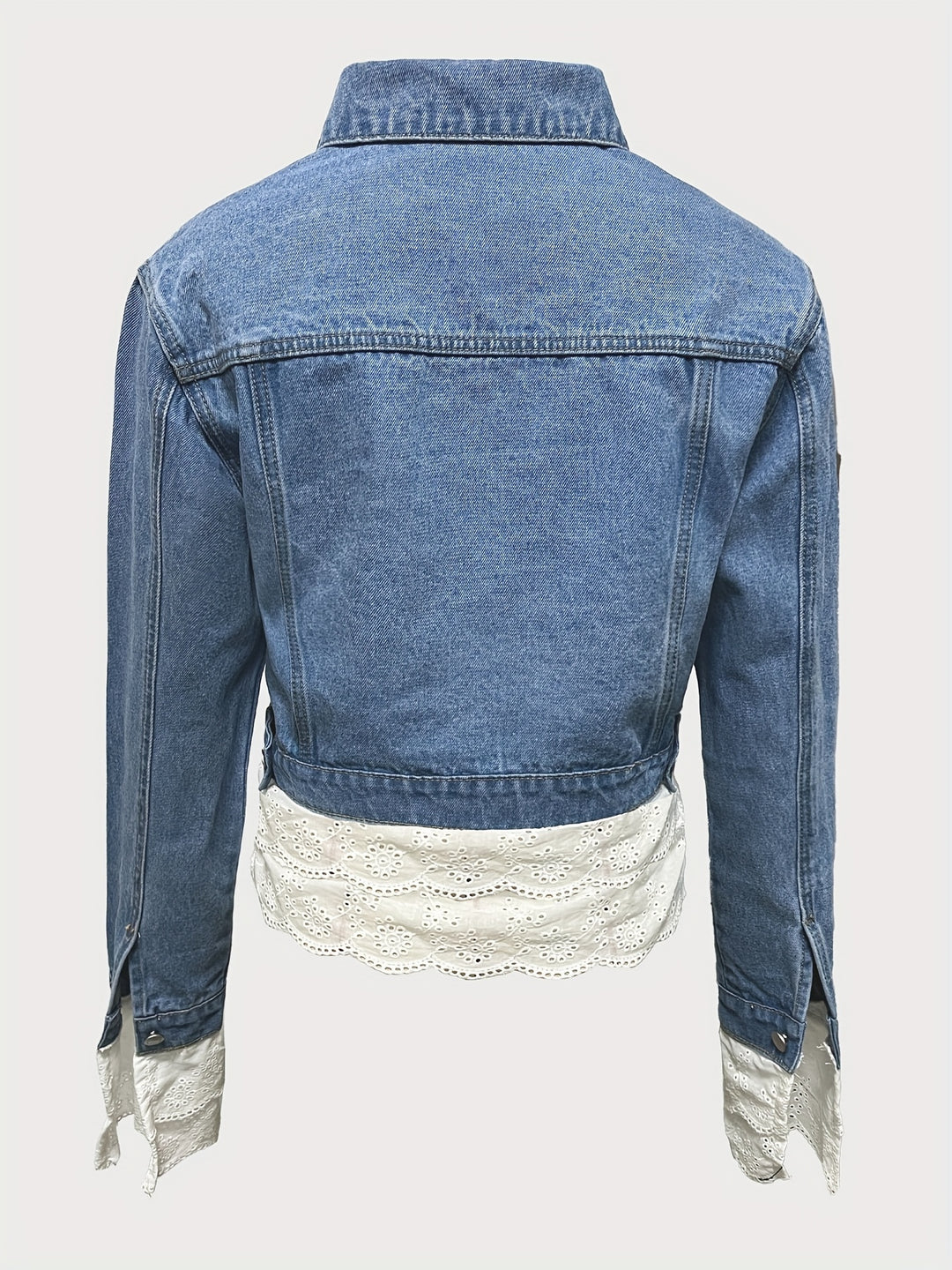 Leichte Damen Jeansjacke mit Spitzendetail