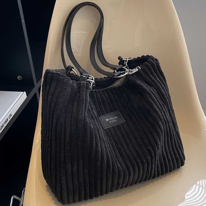 Stylische Damen Schultertasche im Cord-Look