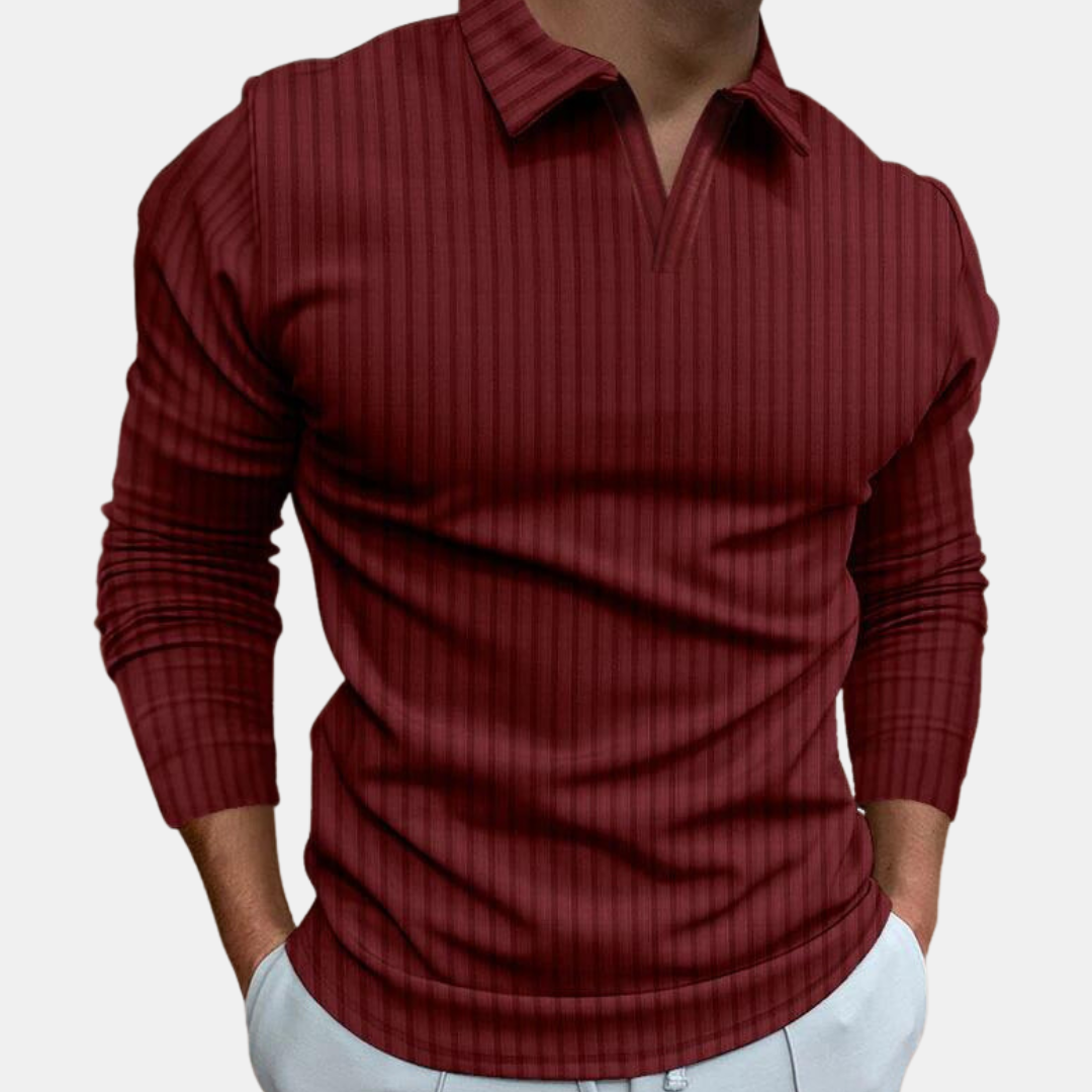 Klassisches Langarm Herren Poloshirt