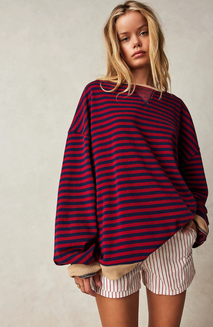 Gestreiftes Bequemes Damen Sweatshirt