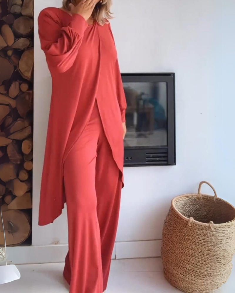 Elegantes Damen Zweiteiler-Set Lang