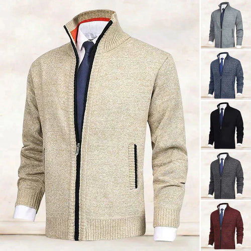 Klassische Herren Strickjacke mit Stehkragen