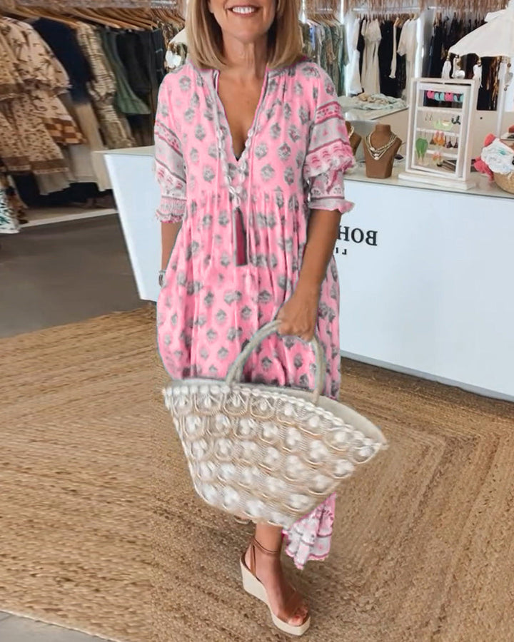 Verona Modisches Damen Sommerkleid mit V-Ausschnitt