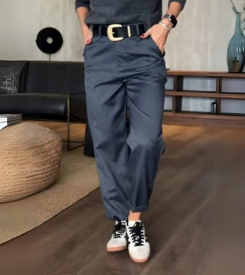 Mathilda Gestreifte Slim-Fit Damen Hose