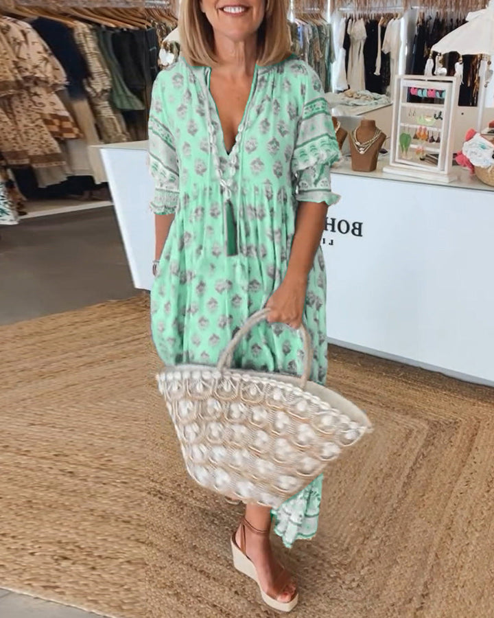 Verona Modisches Damen Sommerkleid mit V-Ausschnitt