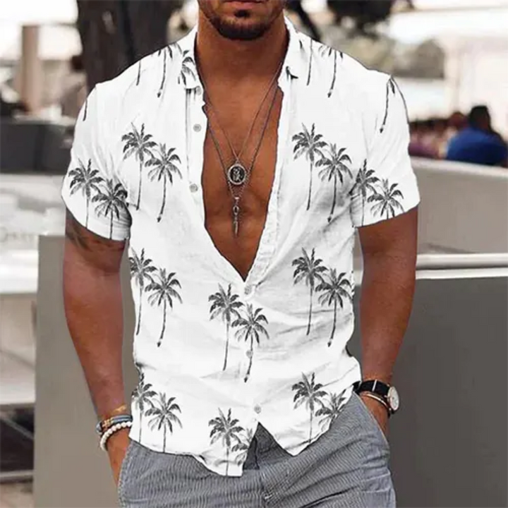Lässiges Herren Sommerhemd mit Palmenprint