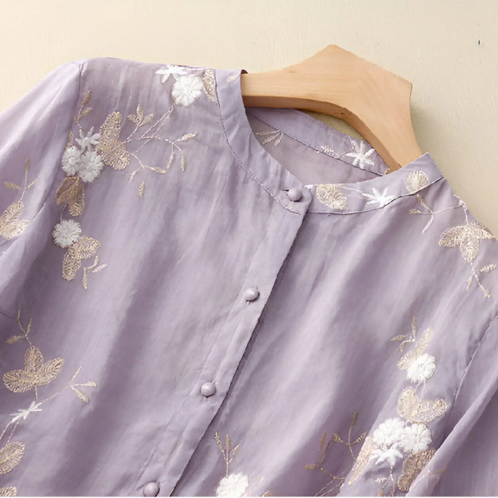 Emily Modische Damen Bluse mit Blumenmuster