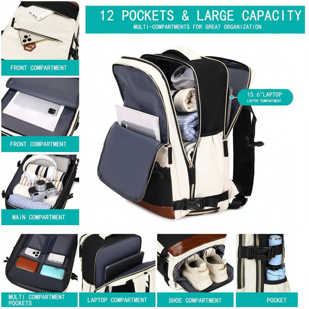 Praktischer Damen Reiserucksack mit Schuhfach und Laptopfach