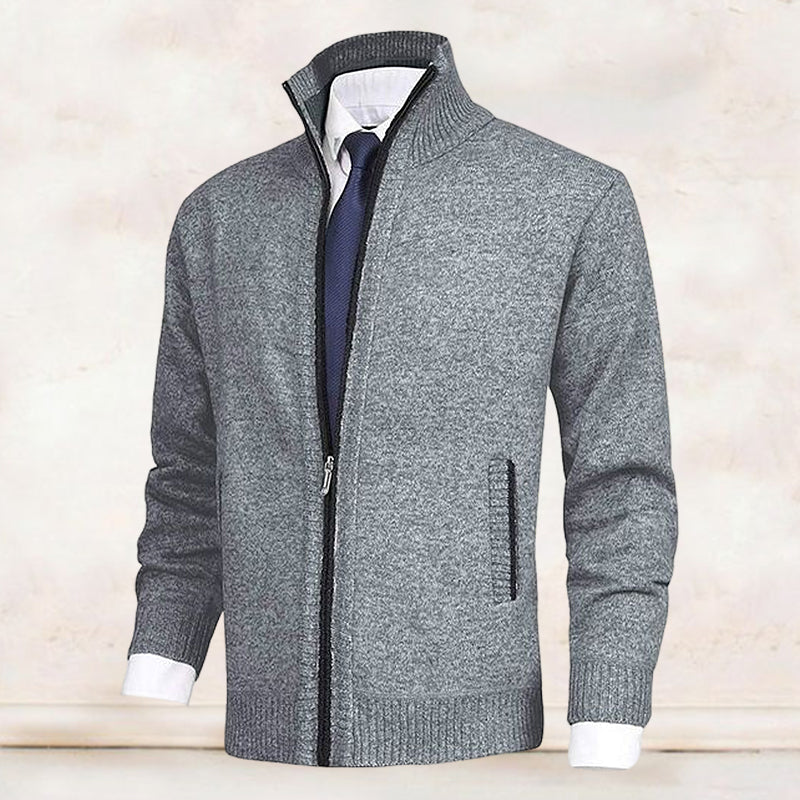 Saber Klassischer Herren Strickjacke mit Stehkragen