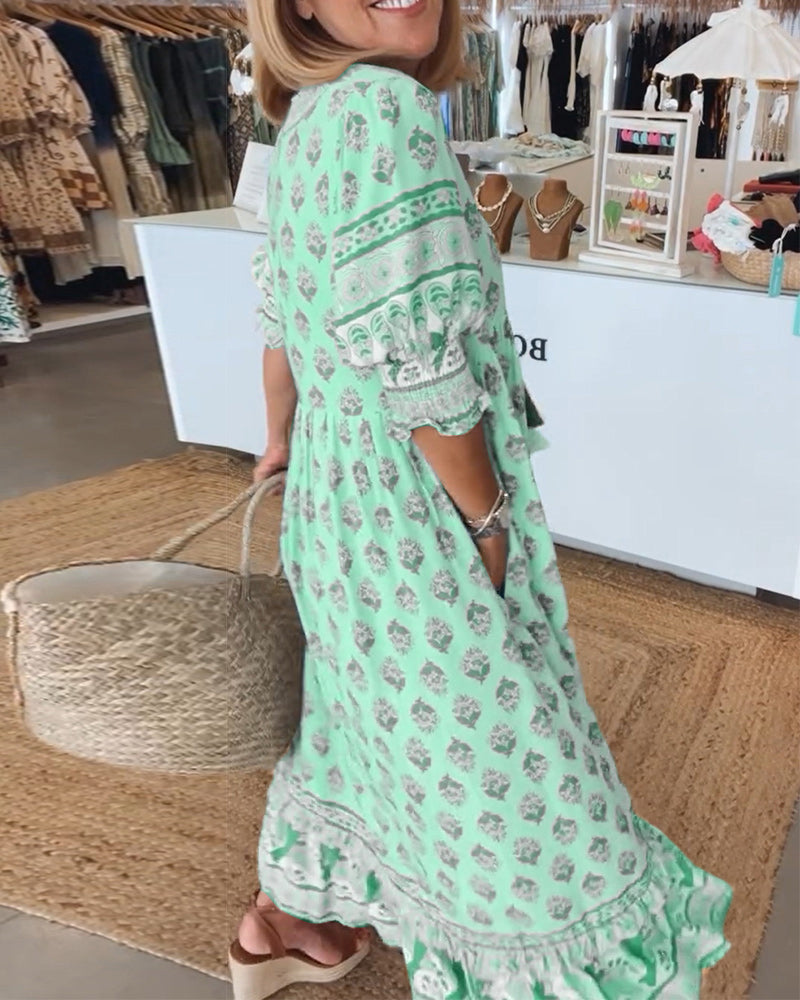 Verona Modisches Damen Sommerkleid mit V-Ausschnitt