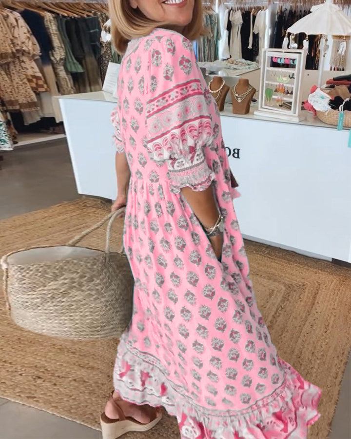Verona Modisches Damen Sommerkleid mit V-Ausschnitt