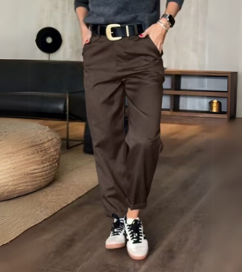Mathilda Gestreifte Slim-Fit Damen Hose