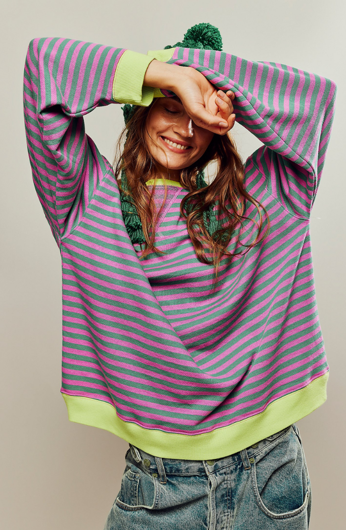Gestreiftes Bequemes Damen Sweatshirt