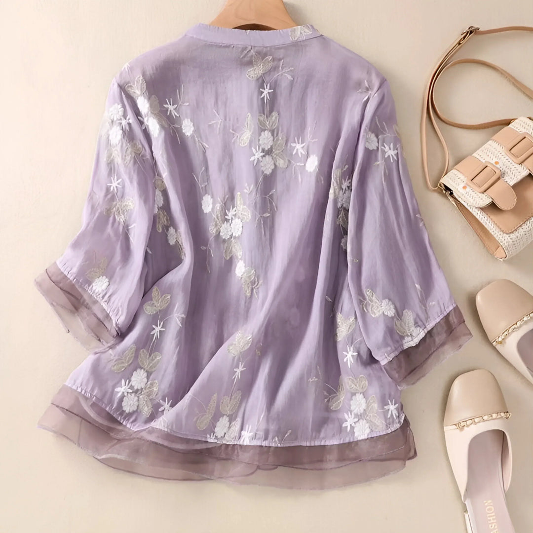 Emily Modische Damen Bluse mit Blumenmuster