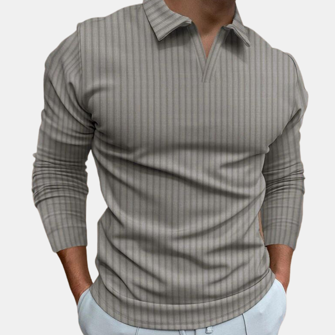 Klassisches Langarm Herren Poloshirt