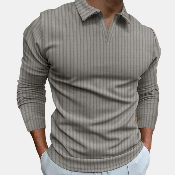 Klassisches Langarm Herren Poloshirt