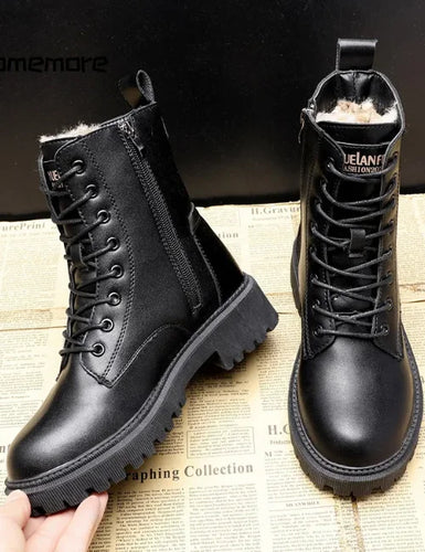 Gefütterte Klassische Damen Lederstiefel