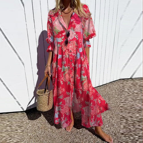 Florales Damen Langarmkleid