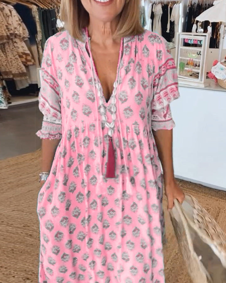 Verona Modisches Damen Sommerkleid mit V-Ausschnitt