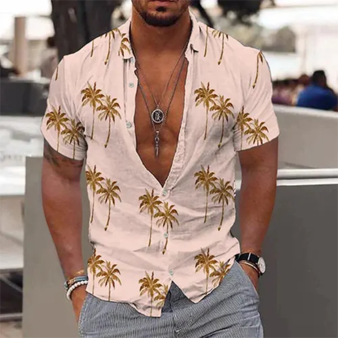 Lässiges Herren Sommerhemd mit Palmenprint