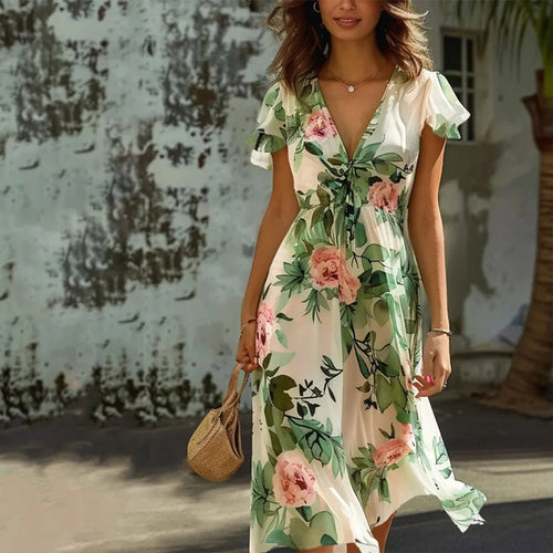 Florales Langes Damen Maxikleid