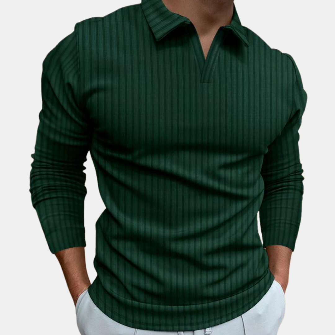 Klassisches Langarm Herren Poloshirt